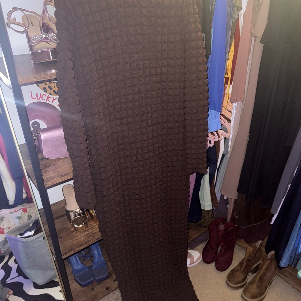 Brown Textured Women's Skirt